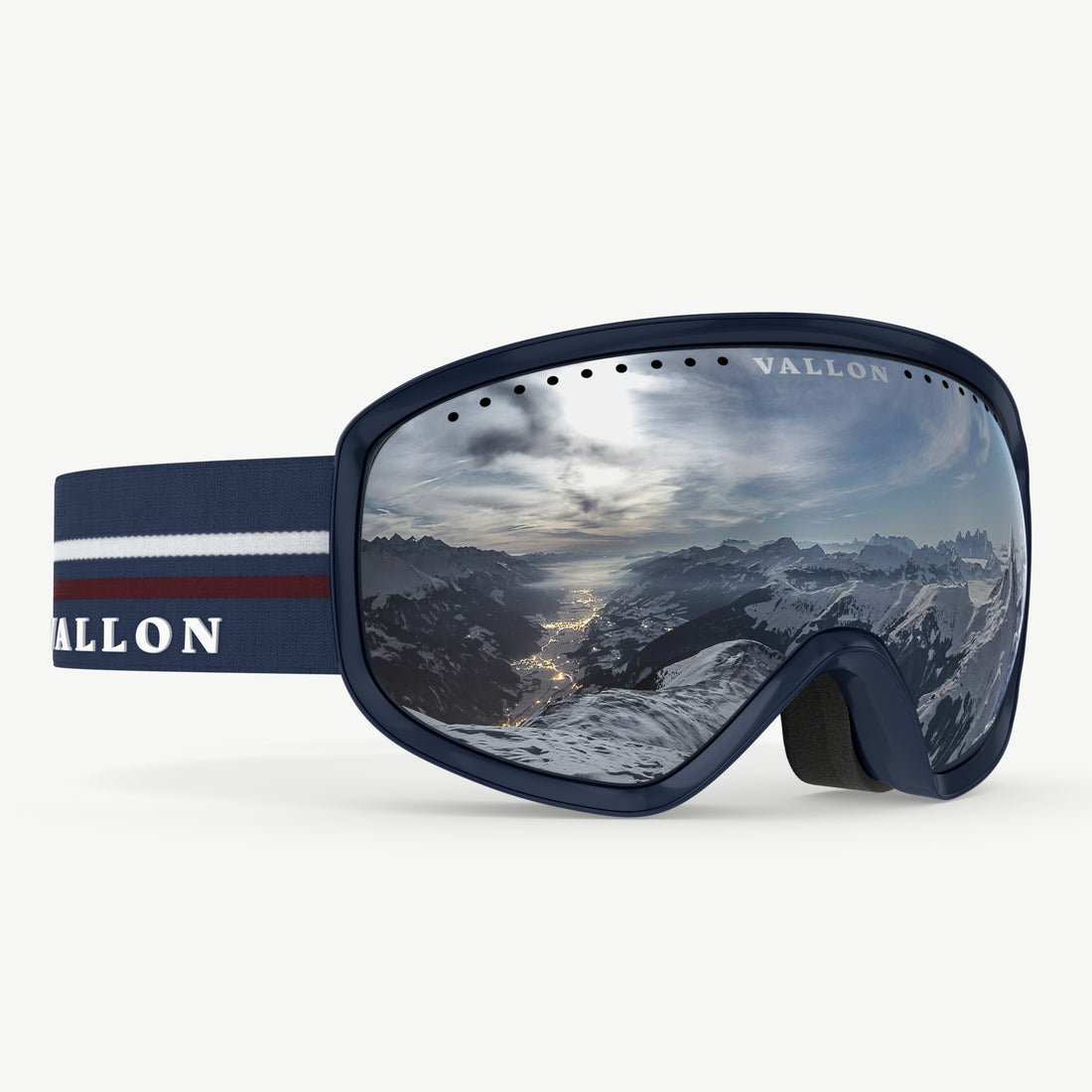 VALLON 80s-inspired retro Freebirds ski goggles in Navy-Silver with ZEISS lenswear