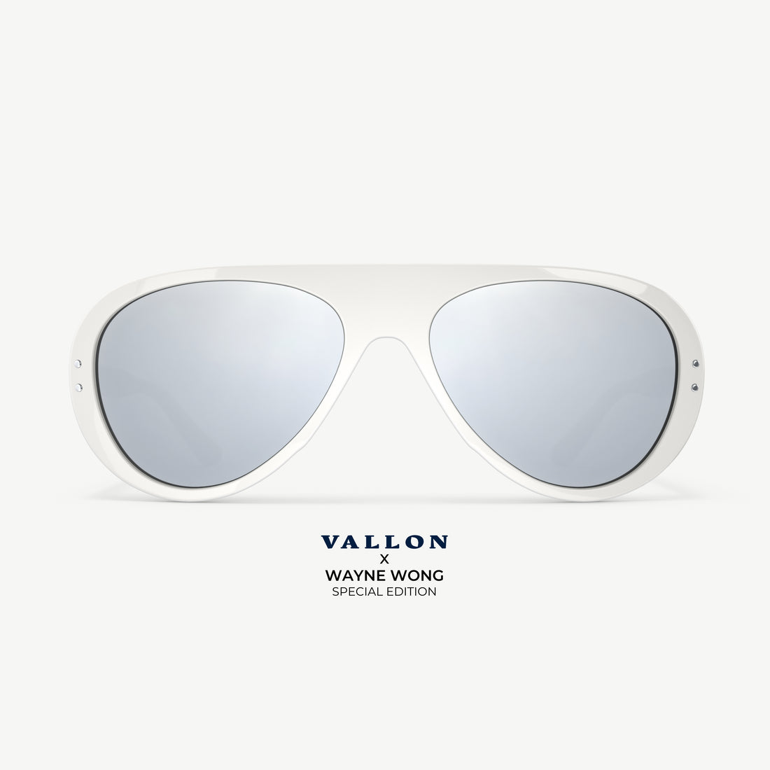 Wayne Wong's classic 70s Ski Aviators in white tricolor from VALLON