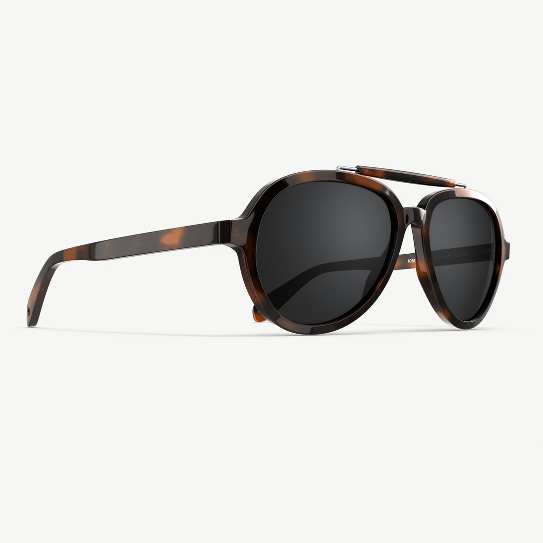 Side view of Dark Tortoise Elmore aviator sunglasses from VALLON built with V52 optics, premium acetate frame