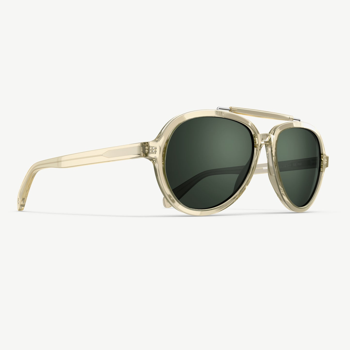 Side view of Sage Elmore aviator sunglasses from VALLON built with V52 optics, premium acetate frame and detachable sports headstrap