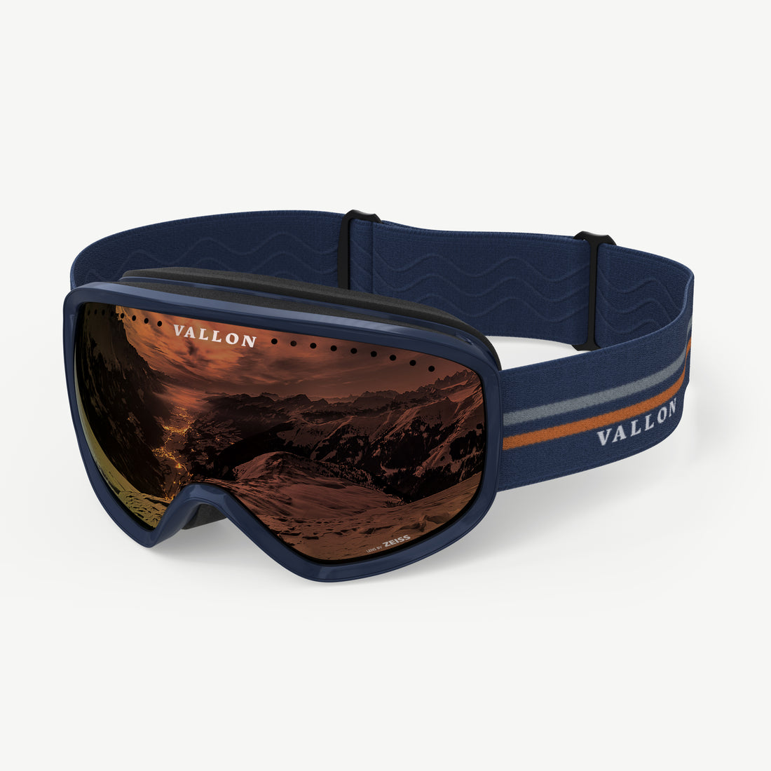 Side view of Classic 80s-style Freebirds ski goggles from VALLON