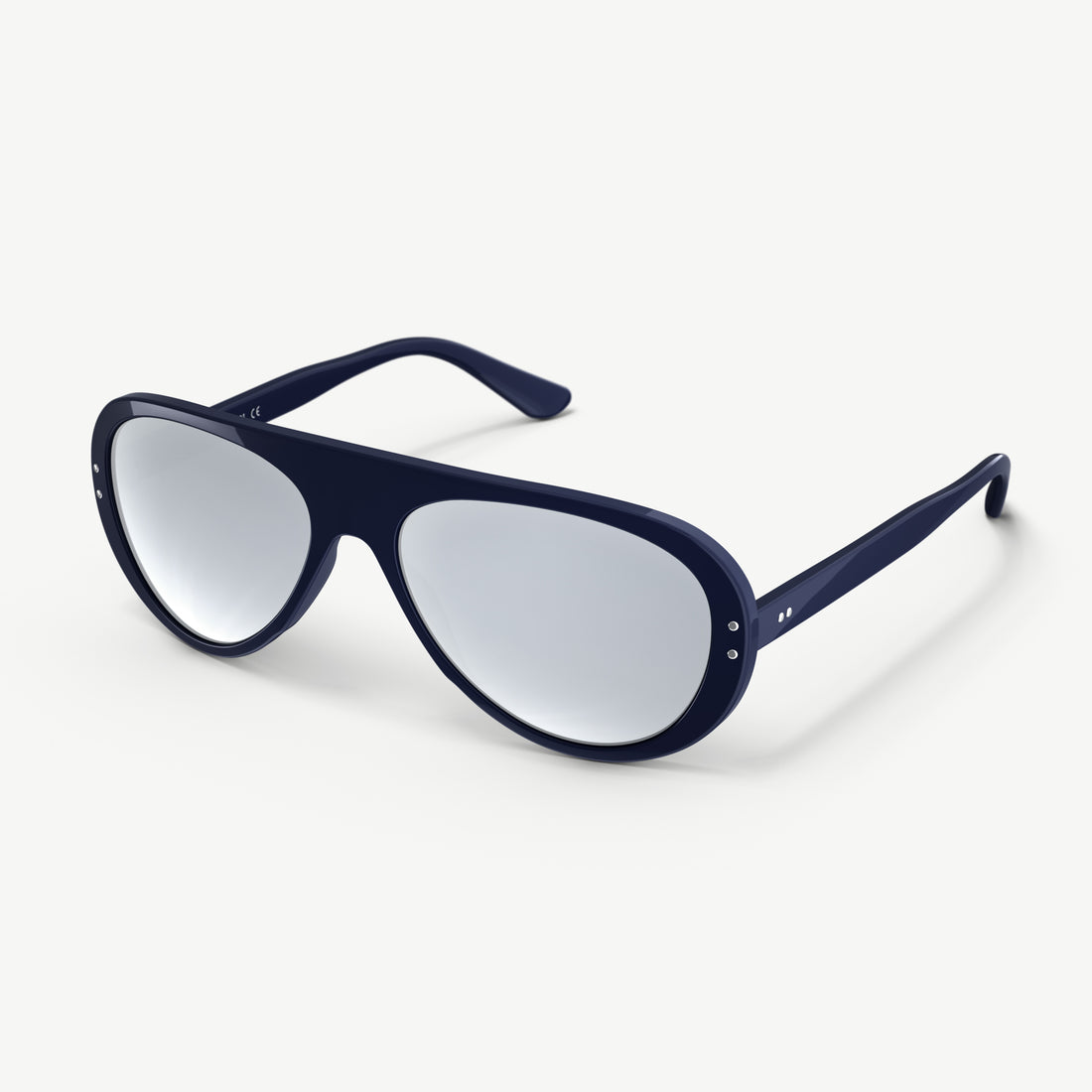 Side view of VALLON 70s-inspired Ski Aviators in classic Blue