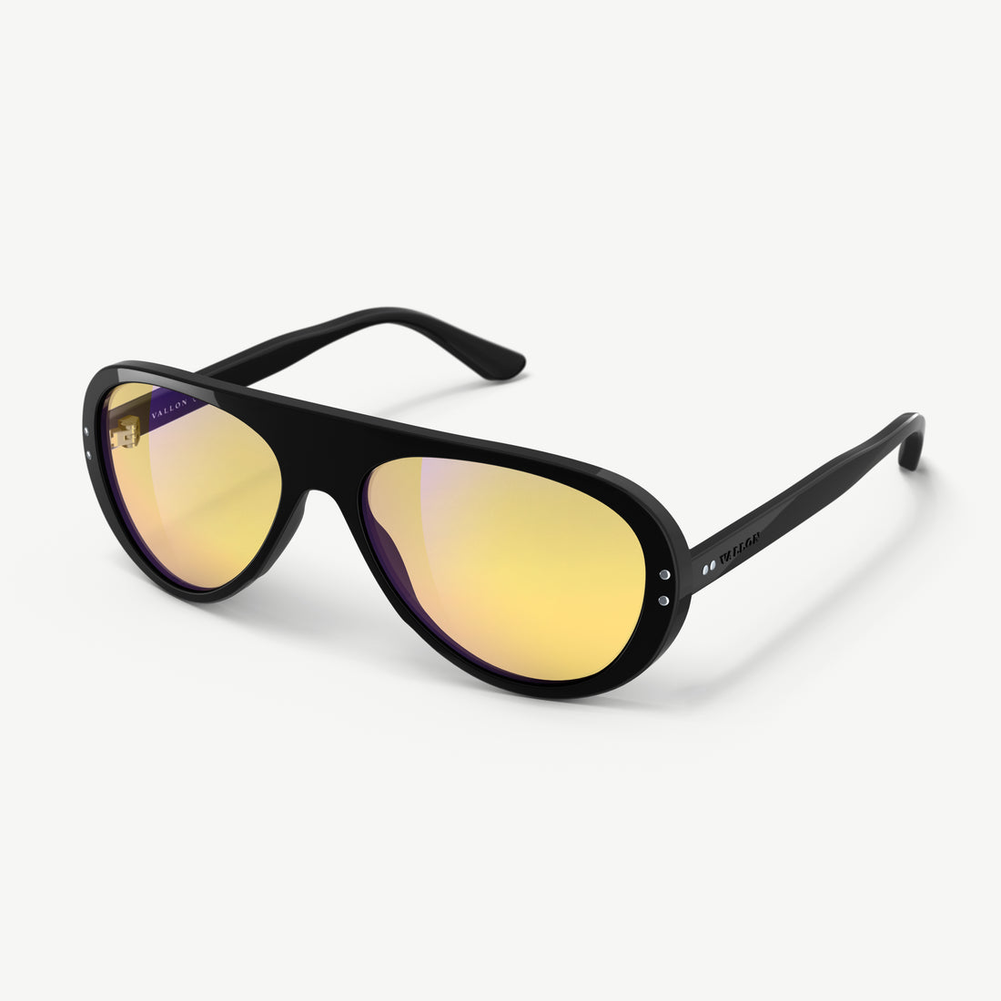 VALLON Moto Aviators 70s-inspired motorcycling sunglasses with Cat. 1 shatterproof yellow lenses