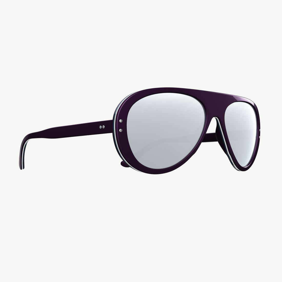 VALLON 70s-inspired Ski Aviators sunglasses in Tricolor Purple with mirror lenses