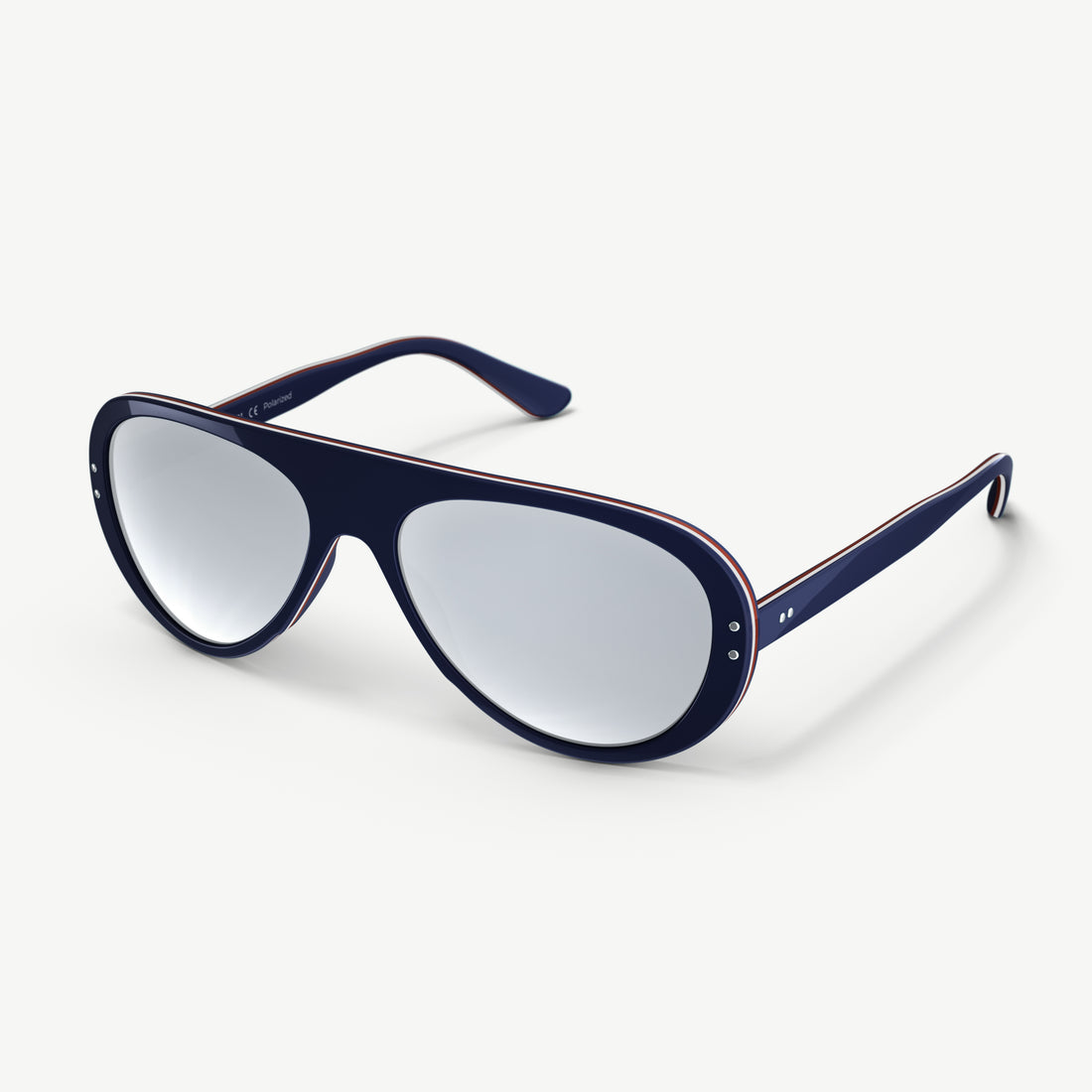 Side view of 70s-inspired mirror lens Ski Aviators sunglasses from VALLON