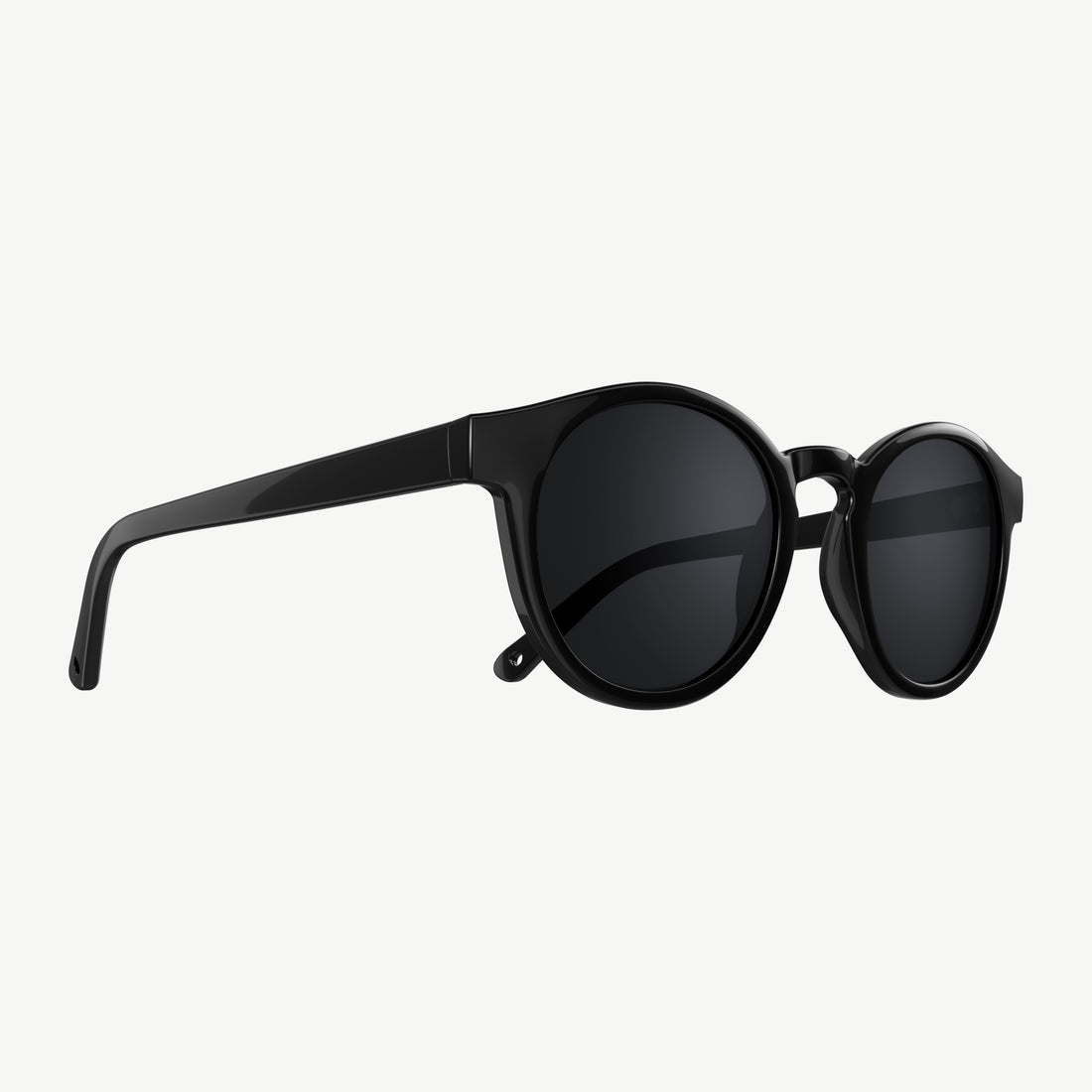 Side view of Waylons round sunglasses from VALLON in black