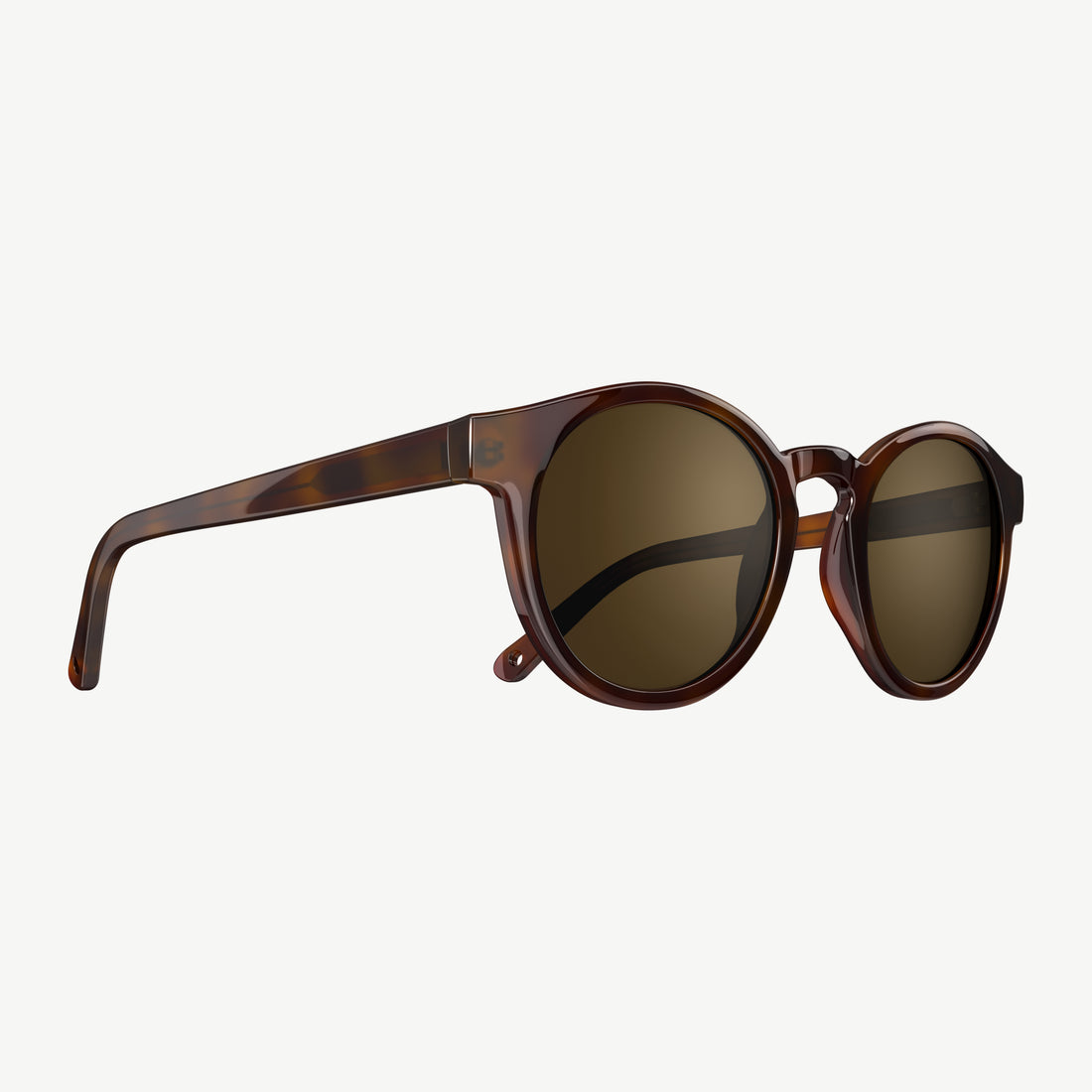 Side view of Waylons round sunglasses from VALLON in chestnut